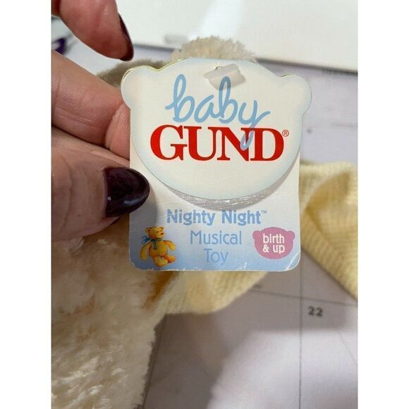 BABY GUND Nighty Night Ivory Teddy Bear Windup Plush Music Box 8" Stuffed Toy - Picture 5 of 6